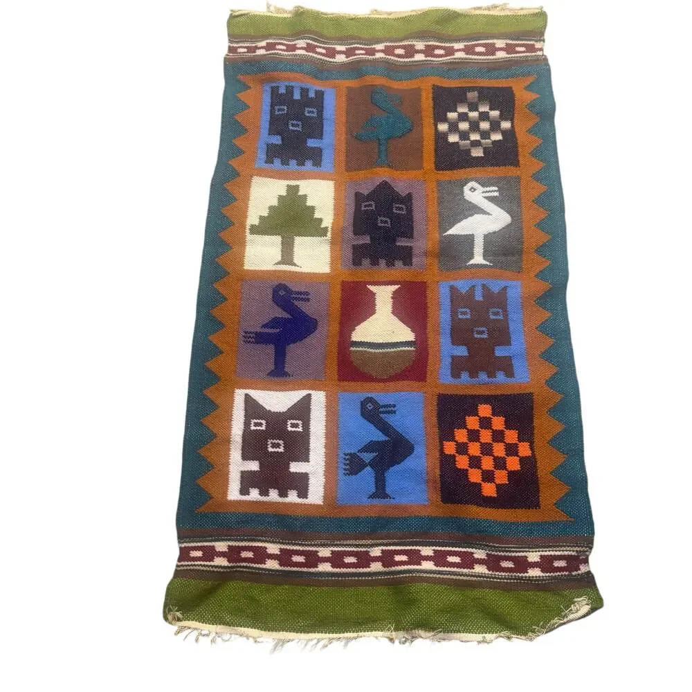 Vintage Hand Made Wall Tapestry Woolen Woven Tapestry Size 25”X46” NEW
